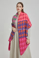 Houndstooth Stripe Print Diagonal Edge Wool Scarf