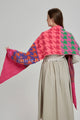 Houndstooth Stripe Print Diagonal Edge Wool Scarf