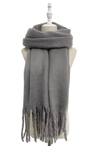 Cosy Plain Blanket Tassel Scarf