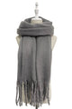 Cosy Plain Blanket Tassel Scarf