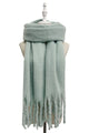 Cosy Plain Blanket Tassel Scarf