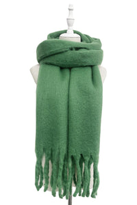 Cosy Plain Blanket Tassel Scarf