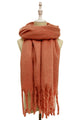 Cosy Plain Blanket Tassel Scarf