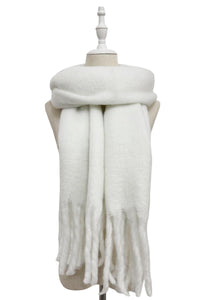 Cosy Plain Blanket Tassel Scarf