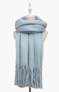 Cosy Plain Blanket Tassel Scarf