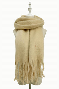 Cosy Plain Blanket Tassel Scarf