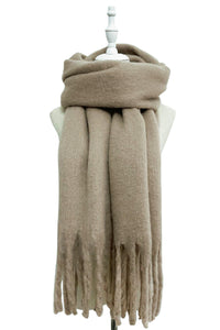 Cosy Plain Blanket Tassel Scarf