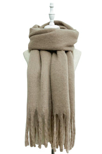 Cosy Plain Blanket Tassel Scarf