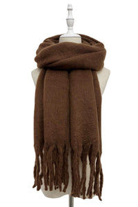 Cosy Plain Blanket Tassel Scarf
