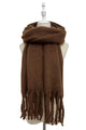Cosy Plain Blanket Tassel Scarf
