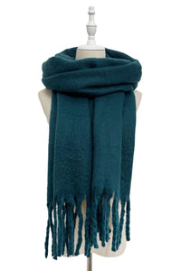 Cosy Plain Blanket Tassel Scarf