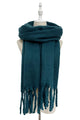 Cosy Plain Blanket Tassel Scarf
