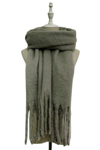 Cosy Plain Blanket Tassel Scarf