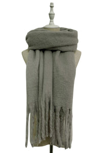 Cosy Plain Blanket Tassel Scarf