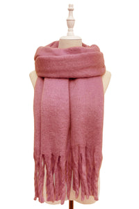 Cosy Plain Blanket Tassel Scarf