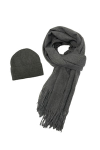 Cosy Plain Tassel Scarf & Hat Set