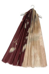 Ombre Ink Floral Print Frayed Scarf