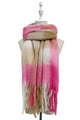 Multi Check Print Wool Tassel Scarf