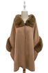 Cosy Faux Fur Trim Buckle Wool Cape/Jacket
