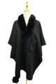 Faux Fur Trim Pull Through Wool Cape