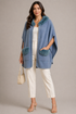 Faux Fur Trim Wool Cape With Pockets