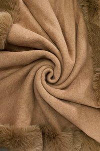 Faux Fur Trim Wool Poncho