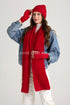 Fluffy Knitted Scarf, Hat & Fingerless Glove Set