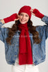 Fluffy Knitted Scarf, Hat & Fingerless Glove Set