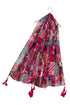 Vibrant Pink Patchwork Print Tassel Scarf