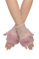Diamante & Faux Fur Trim Fingerless Gloves