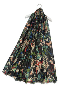 Botanical Mixed Floral Print Frayed Scarf