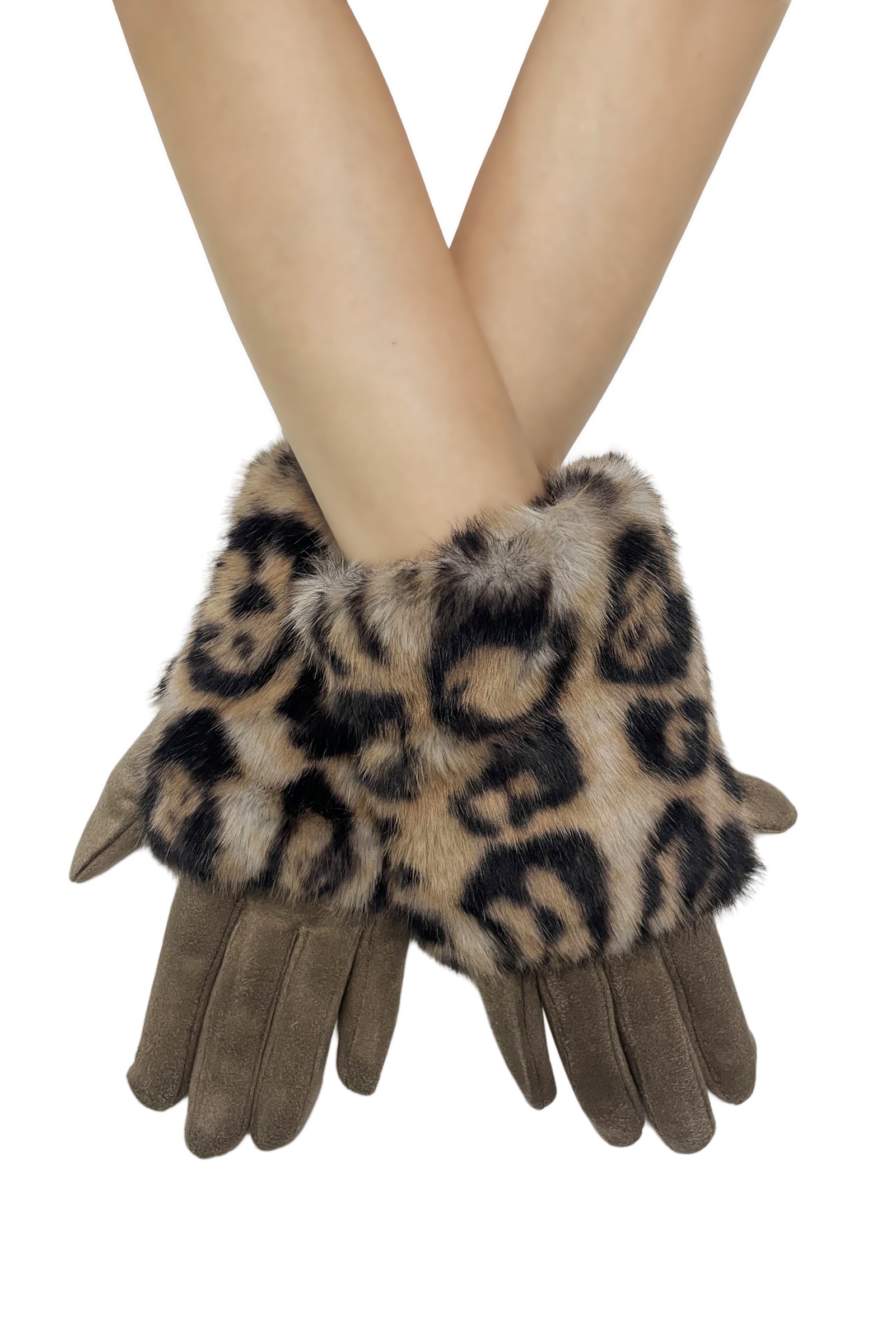 Faux Fur Luxe Leopard Print Touchscreen Gloves– Fashion Scarf World