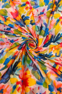 Bold Floral Watercolour Print Frayed Scarf