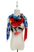 Painted Floral Print Frayed Square Scarf