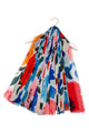 Painted Floral Print Frayed Square Scarf