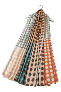 Colourful Polka Dot Print Silk Scarf