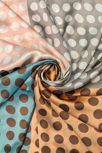 Colourful Polka Dot Print Silk Scarf