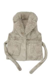 Faux Fur Long Gilet with Belt