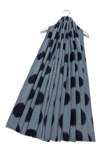 Bold Polka Dot Print Wool Frayed Scarf
