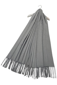 Soft Plain Cashmere Tassel Scarf