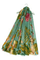Bold Camellia Flower Print Frayed Scarf