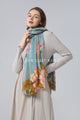 Bold Camellia Flower Print Frayed Scarf