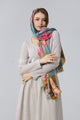 Bold Camellia Flower Print Frayed Scarf