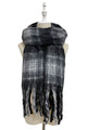 Large Tartan Check Wool Cosy Tassel Scarf