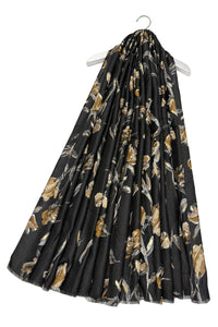 Stemmed Flower & Gold Foiled Frayed Scarf