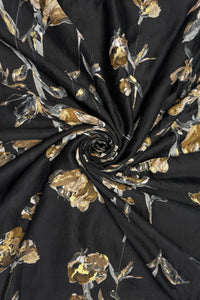Stemmed Flower & Gold Foiled Frayed Scarf