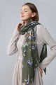 Stemmed Flower & Gold Foiled Frayed Scarf