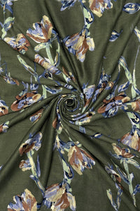 Stemmed Flower & Gold Foiled Frayed Scarf