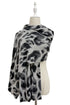 Leopard Print Wool Frayed Scarf