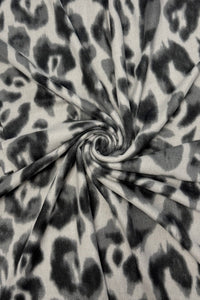 Leopard Print Wool Frayed Scarf